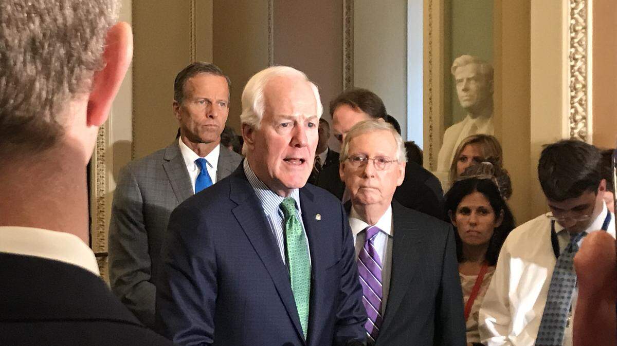 Texas Sen. John Cornyn speaks to reporters on Capitol Hill, July 24, 2018.