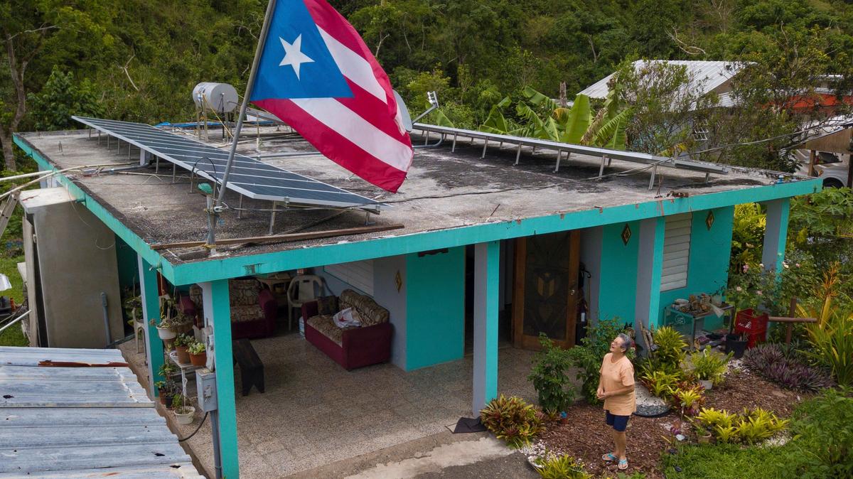 Solar panels added to a home in Puerto Rico.