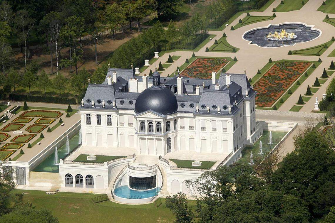 An aerial view of the lavish Chateau Louis XIV in Louveciennes, near Paris. The property is owned through a company registered in Luxembourg.