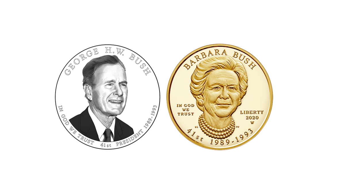 The U.S. Mint unveiled its designs for the coins honoring George H.W. Bush and Barbara Bush in July 2020