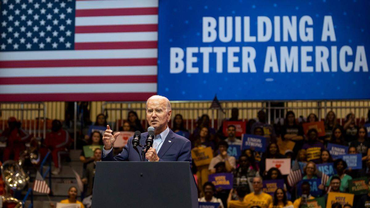 President Joe Biden speaks during a political rally at Florida Memorial University in 2022, in Miami Gardens, Florida.