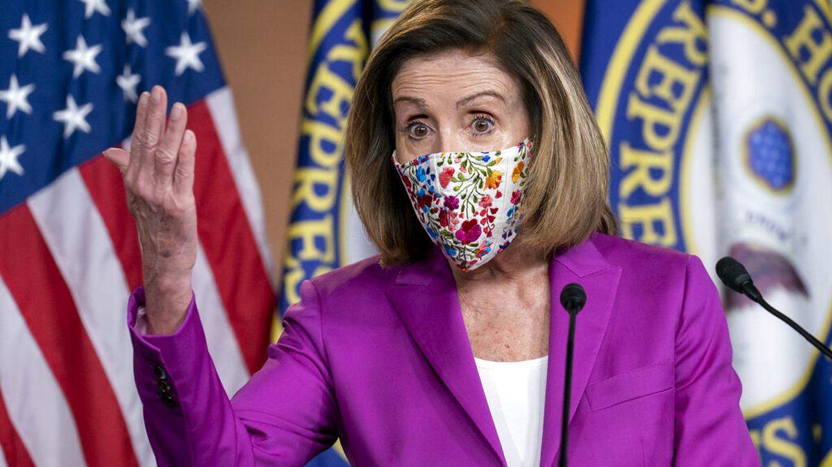 Speaker of the House Nancy Pelosi, D-Calif., holds a news conference on the day after violent protesters loyal to President Donald Trump stormed the U.S. Congress, at the Capitol in Washington, Thursday, Jan. 7, 2021. (AP Photo/J. Scott Applewhite)