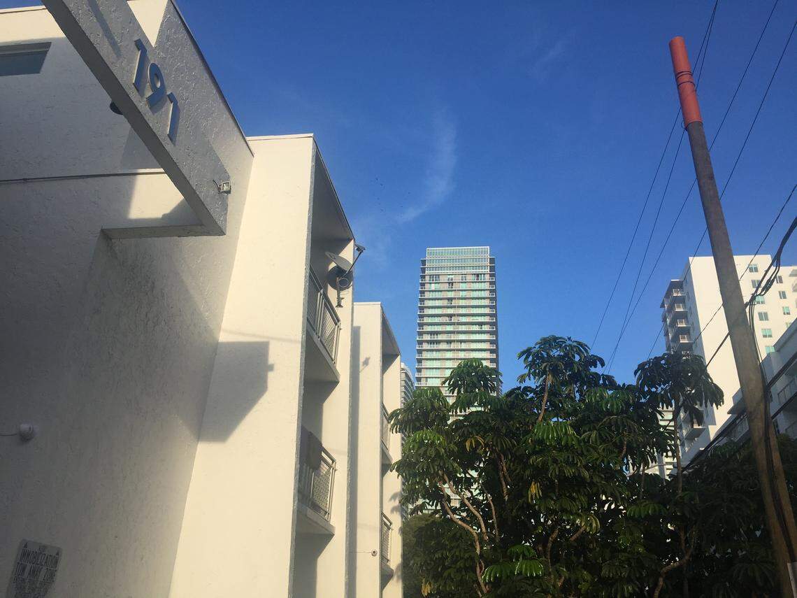 This photo taken on March 11, 2019, shows the older apartment building owned by a Florida corporation linked to Ecuadoreans who do business with John Polit. He and his father Carlos were convicted in absentia in 2018 in Ecuador in connection with receipt of a $10 million bribe from Brazilian engineering giant Odebrecht.