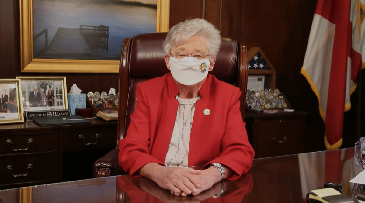Alabama Gov. Kay Ivey in a video asking Alabamans to mask up