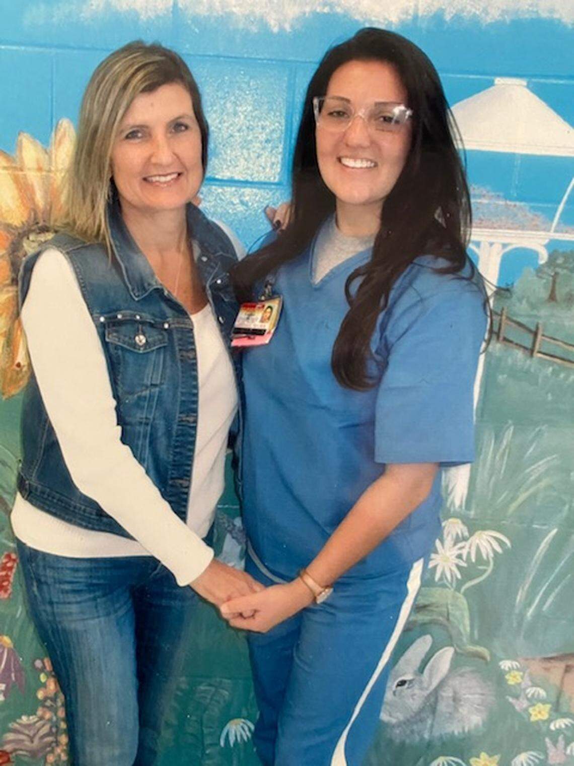 Kim Lawrance, left, with her daughter, Taylor, an inmate at the Florida Women’s Reception Center, a woman’s prison in Ocala, Marion County.
