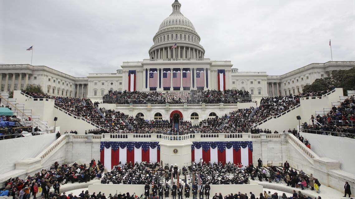 President Donald Trump gives his inaugural address after being sworn in as the 45th president of the United States on Jan. 20, 2017. Big money from billionaires, corporations and a roster of NFL owners poured into Trump’s inaugural committee in record-shattering amounts.  (AP Photo/Patrick Semansky, File)
