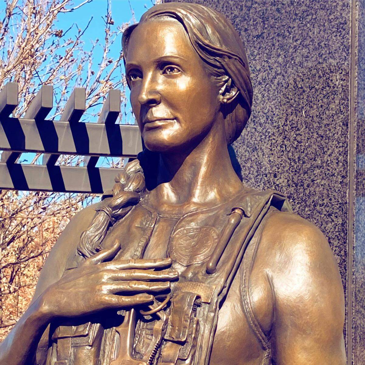 This new statue in an Armed Forces tribute garden in Westminster, Colorado, depicts Sara Faulkner, the first woman to graduate from the Coast Guard’s difficult in-house helicopter rescue school in 2000. She was featured in a McClatchy-Miami Herald series called #SilencedNoMore which spotlighted sexual abuse, harassment and retaliation in the Coast Guard.