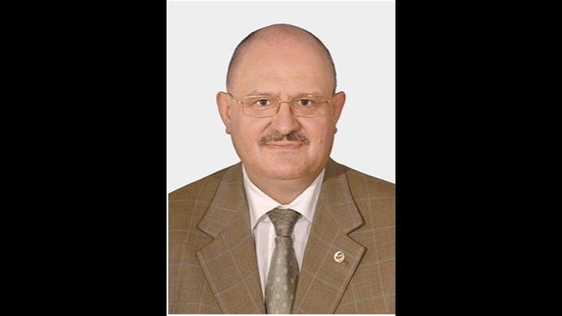 This screenshot from the website of the Russian space company RSC Energia shows Evgeniy Mikrin, a top space official who died of COVID-19 shortly after attending a space launch that included an American astronaut last April.