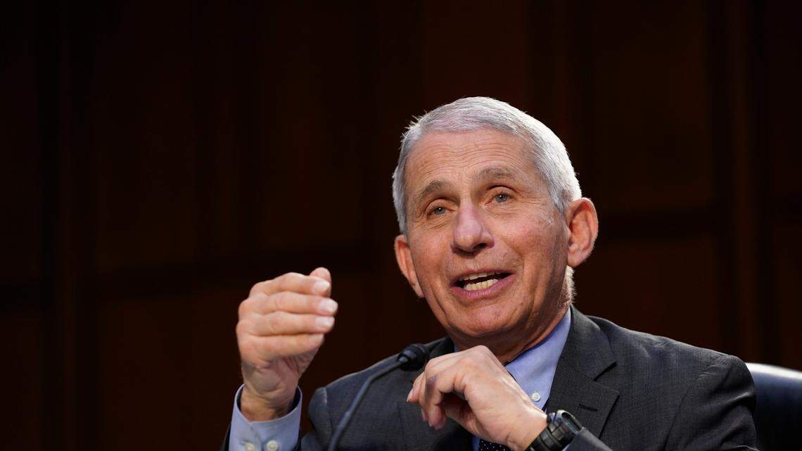 Dr. Anthony Fauci, director of the National Institute of Allergy and Infectious Diseases, testifies on Capitol Hill on March 18. He said Monday the federal government won’t mandate COVID-19 vaccine passports but that “individual entities” might require them.
