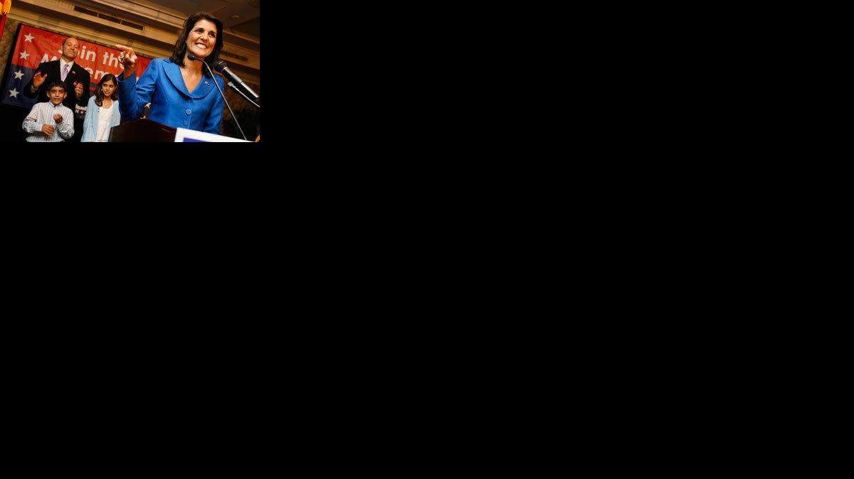Rep. Nikki Haley took the majority of the GOP vote in the gubernatorial primary in South Carolina.