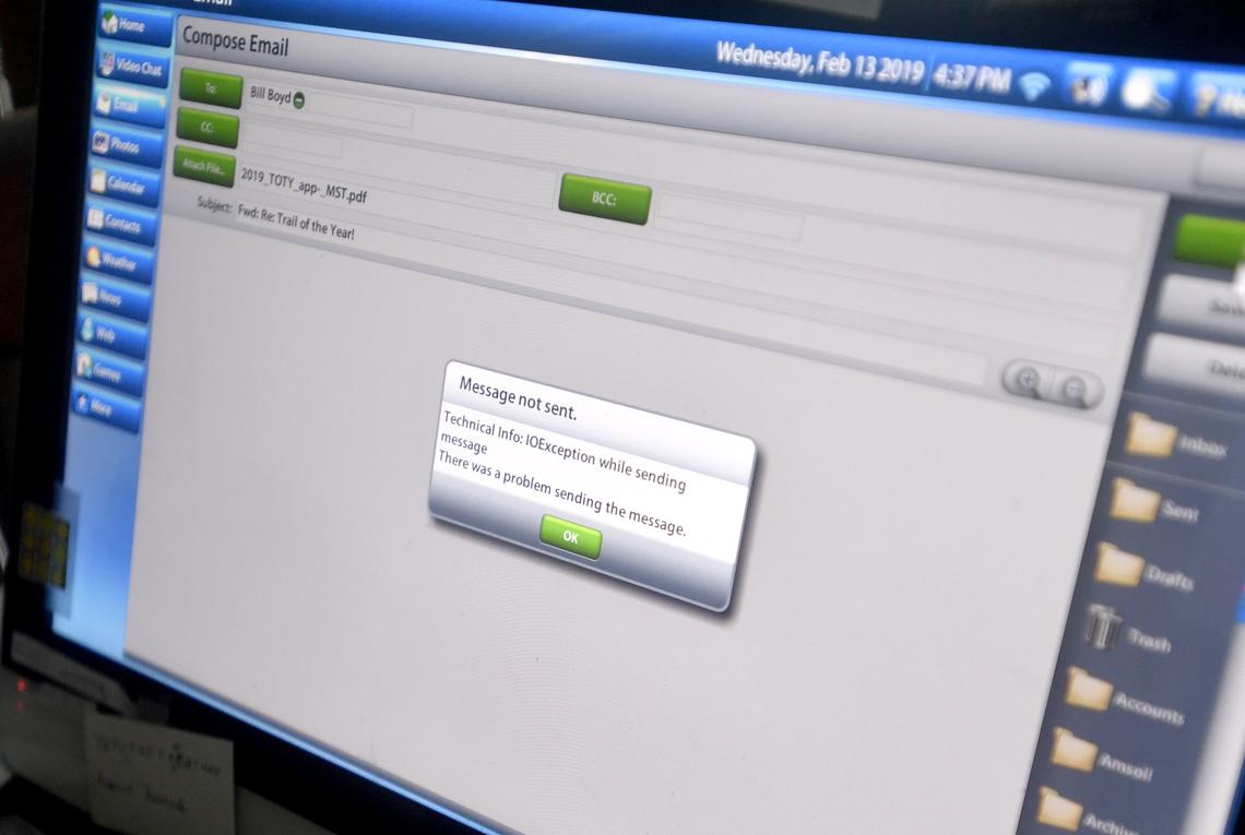 Wanda Shirk, a retired school teacher in Potter County, talks on Feb. 13 about her poor internet connection in her home.