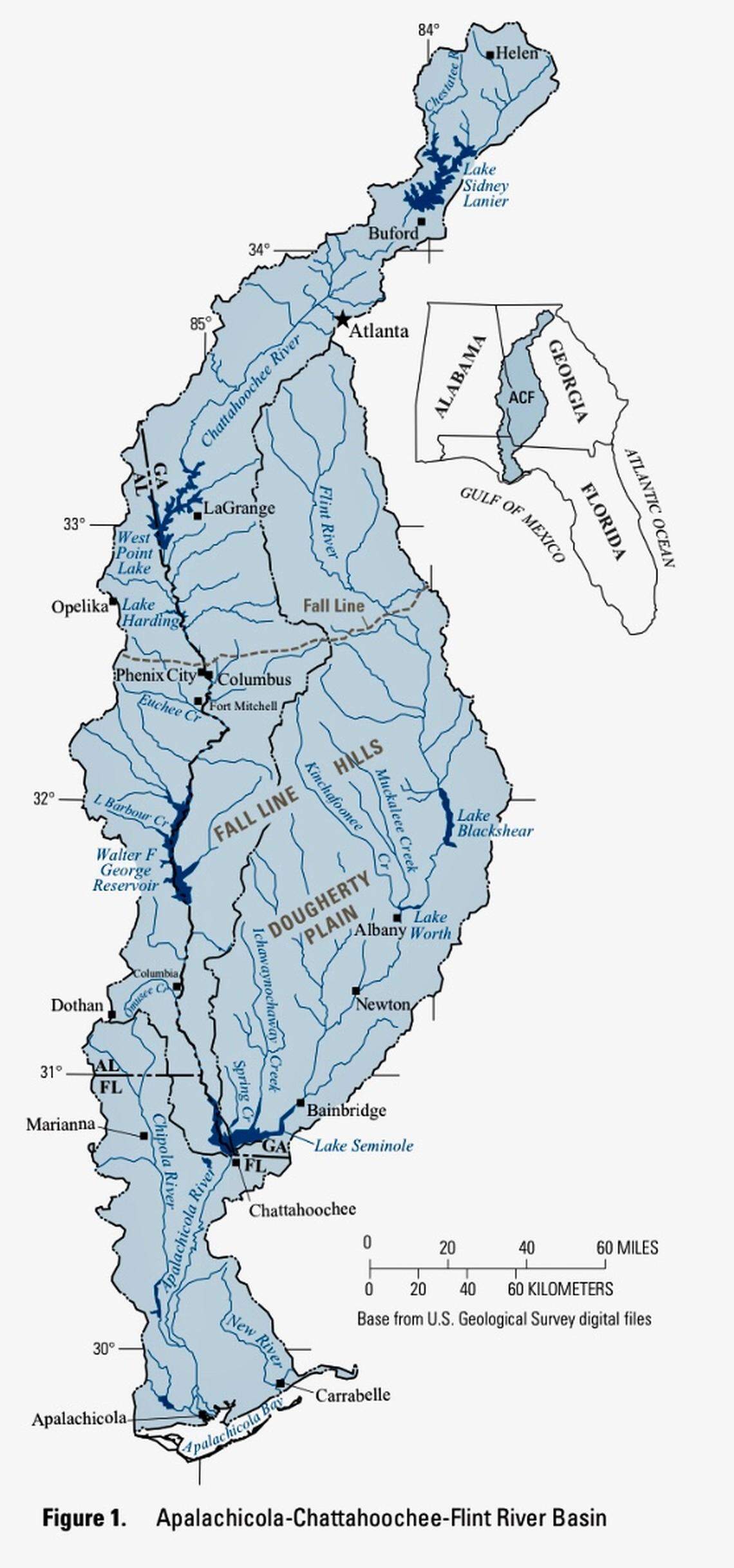 The Apalachicola-Chattahoochee-Flint river basin covers 20,227 square miles of three states.