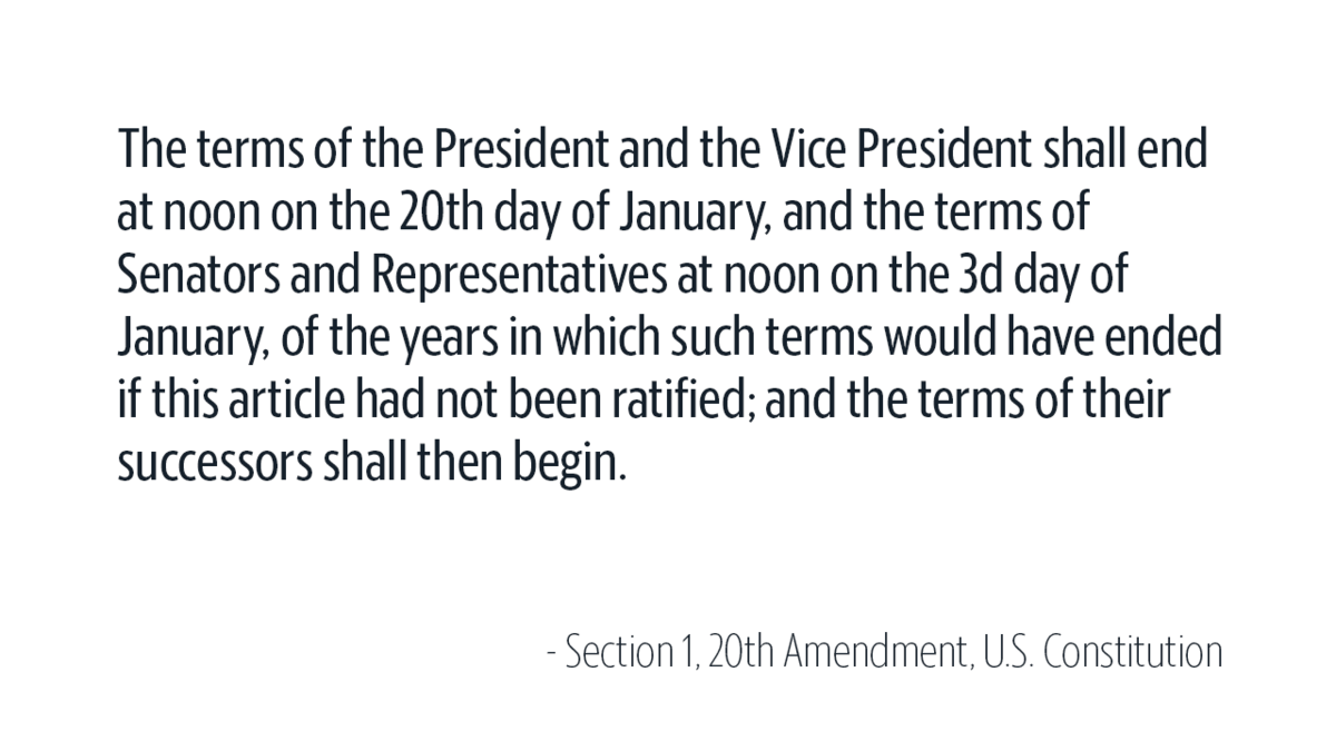The language about transfer of power fromth the 20th Amendment of the U.S. Constitution