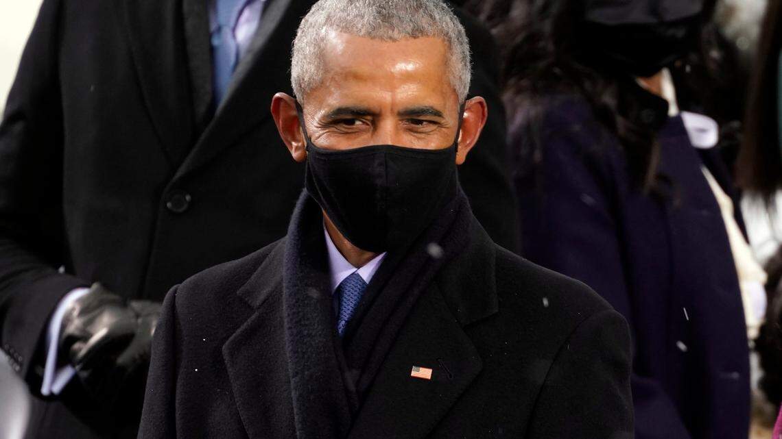 Former President Barack Obama arrives for the 59th Presidential Inauguration at the U.S. Capitol for President-elect Joe Biden in Washington, Wednesday, Jan. 20, 2021. (AP Photo/Andrew Harnik)