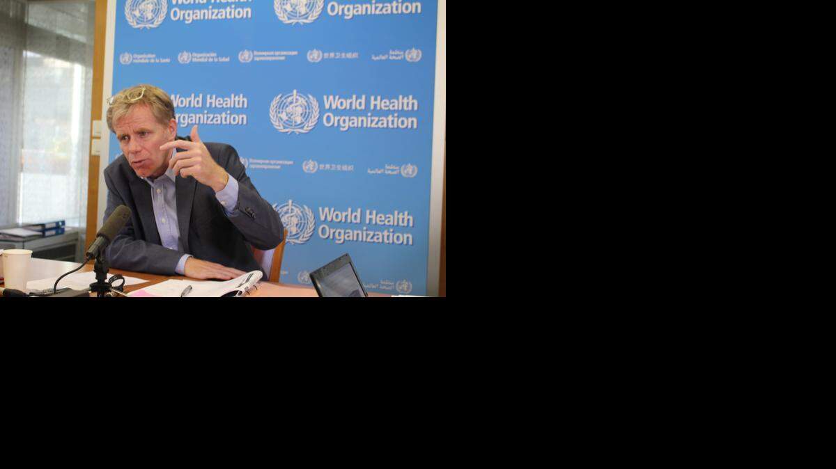Dr Bruce Aylward, World Health Organization Assistant Director General, and the agency's official responsible for the global response to the Ebola outbreak, at a recent press conference at WHO headquarters in Geneva, Switzerland, Oct. 29, 2014. (John Zarocostas/McClatchy)
