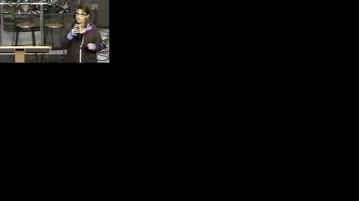 Pictured in a frame grab from wasillaag.net, Sarah Palin spoke at the Wasilla Assembly of God, on June 8, 2008. (Anchorage Daily News/MCT)