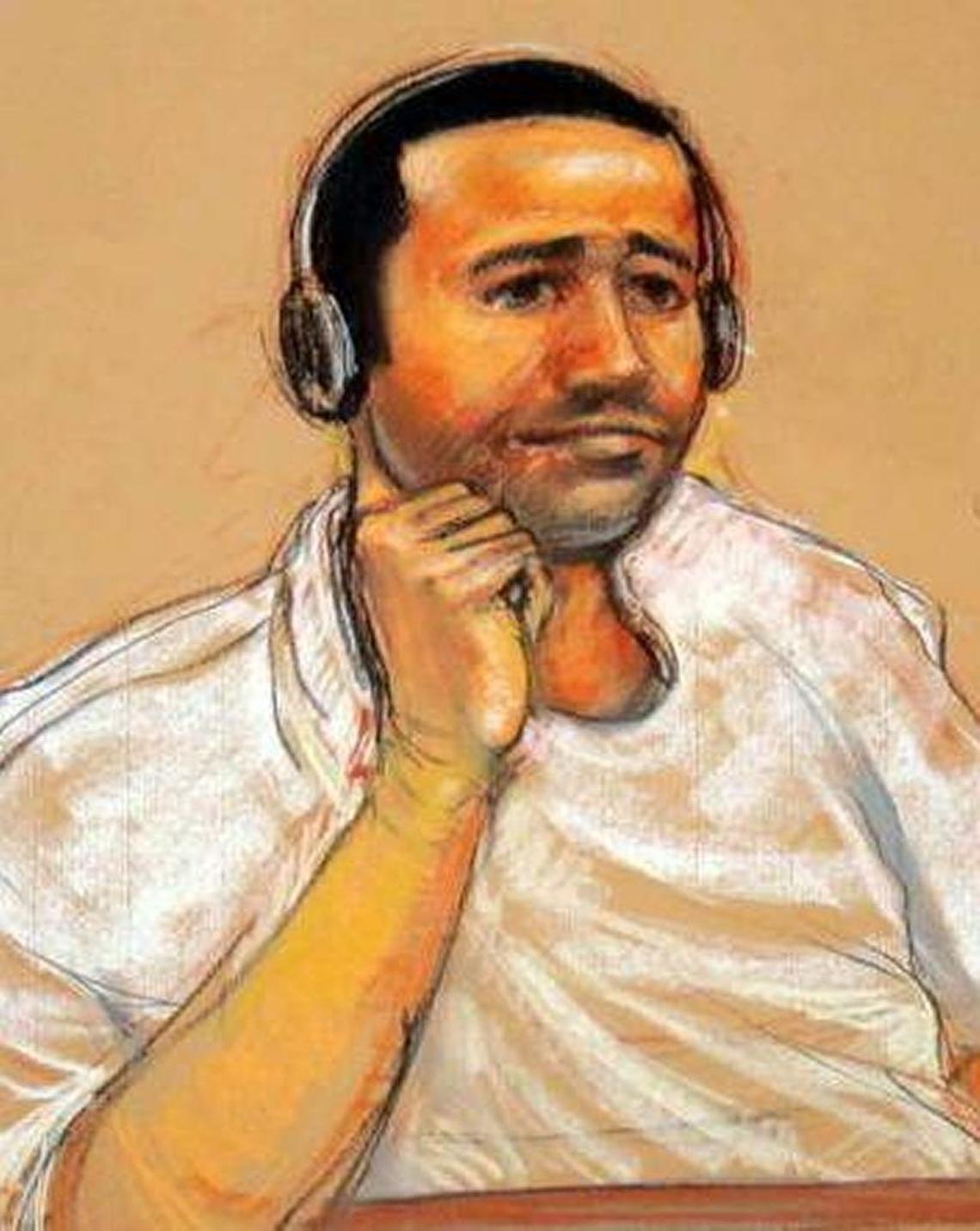 Saudi Abd al Rahim al Nashiri, sketched by artist Janet Hamlin at his Nov. 9, 2011 military commissions arraignment.