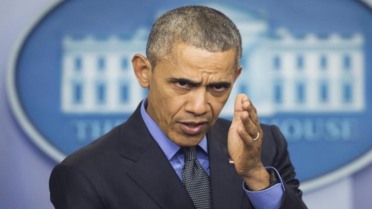 President Barack Obama speaks during a news conference in the White House Brady Press Briefing Room in Washington on Friday, Dec. 18, 2015.