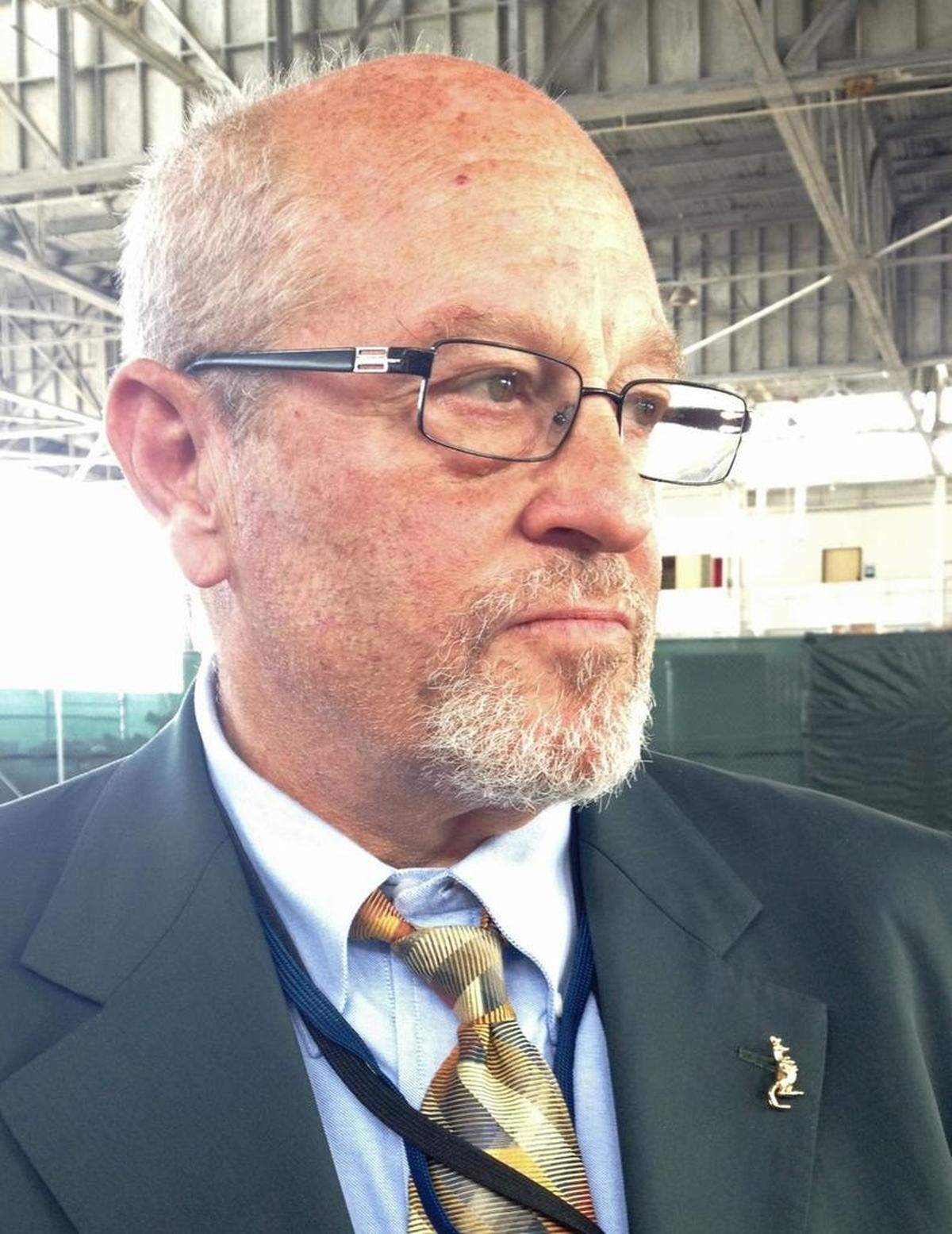 Defense attorney Rick Kammen sported a kangaroo lapel pin to the court’s national security session on June 14, 2013, at the U.S. Navy base at Guantánamo Bay, Cuba, in a photo approved for release by the U.S. military.