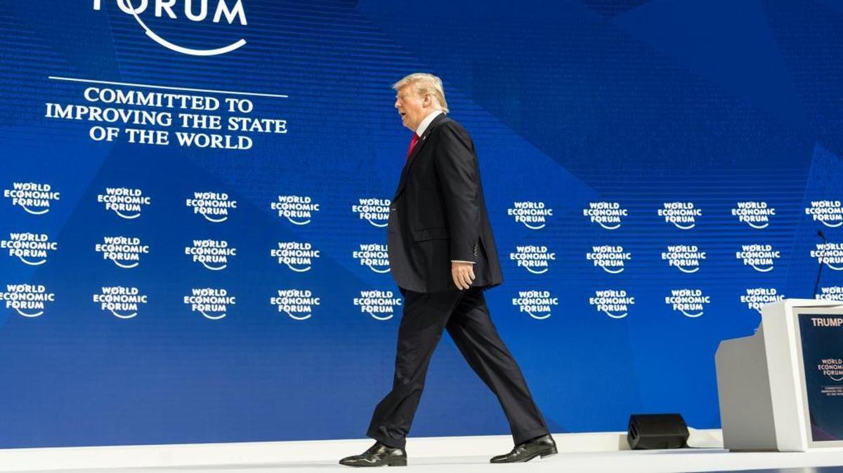 U.S President Donald Trump, walks to the rostrum to address a plenary session during the annual Meeting of the World Economic Forum, WEF, in Davos, Switzerland.
