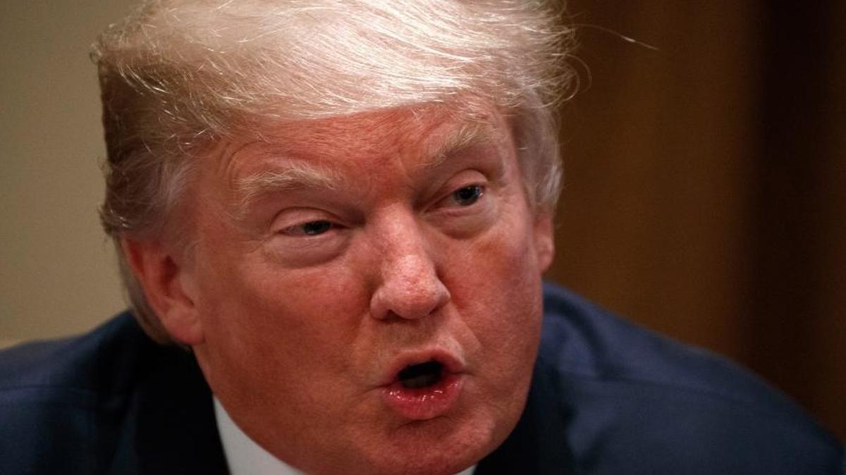 President Donald Trump speaks during a meeting with a bipartisan group of lawmakers in the Cabinet Room of the White House Wednesday.