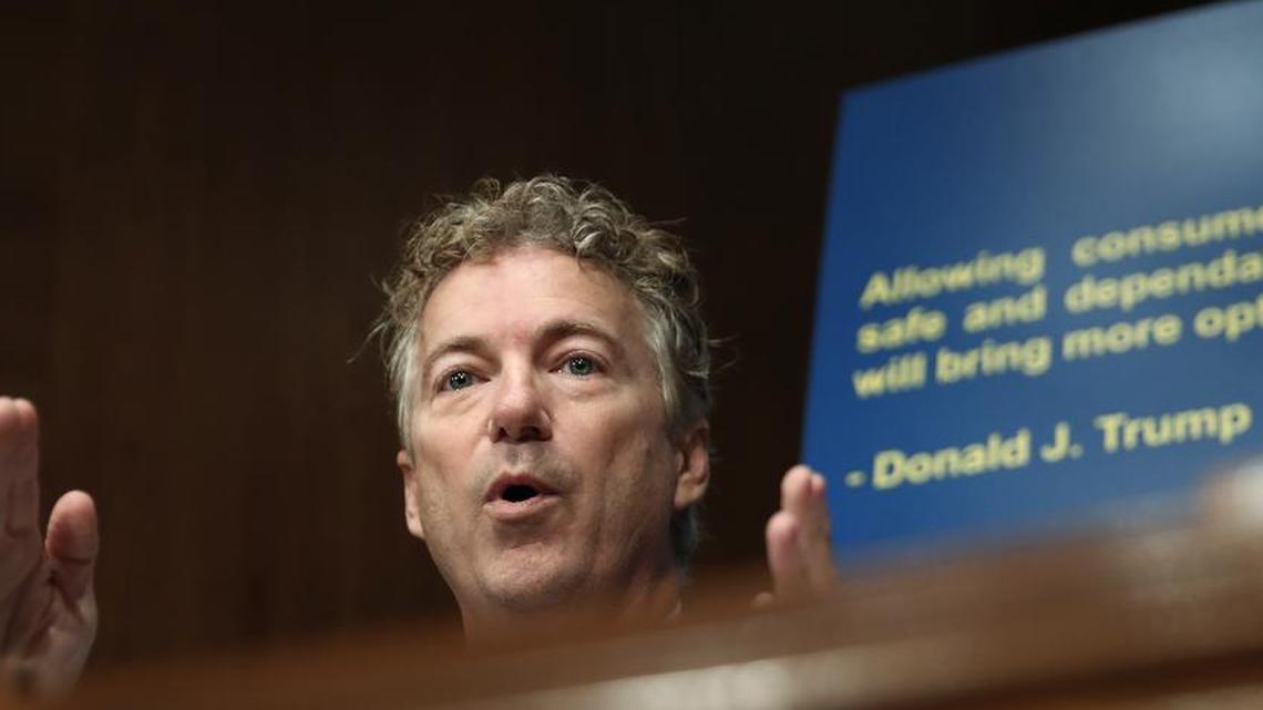 Sen. Rand Paul, R-Ky., questions Alex Azar, President Donald Trump's nominee to become Secretary of Health and Human Services, during a Senate Health, Education, Labor and Pensions Committee confirmation hearing on Capitol Hill in Washington, Wednesday, Nov. 29, 2017.