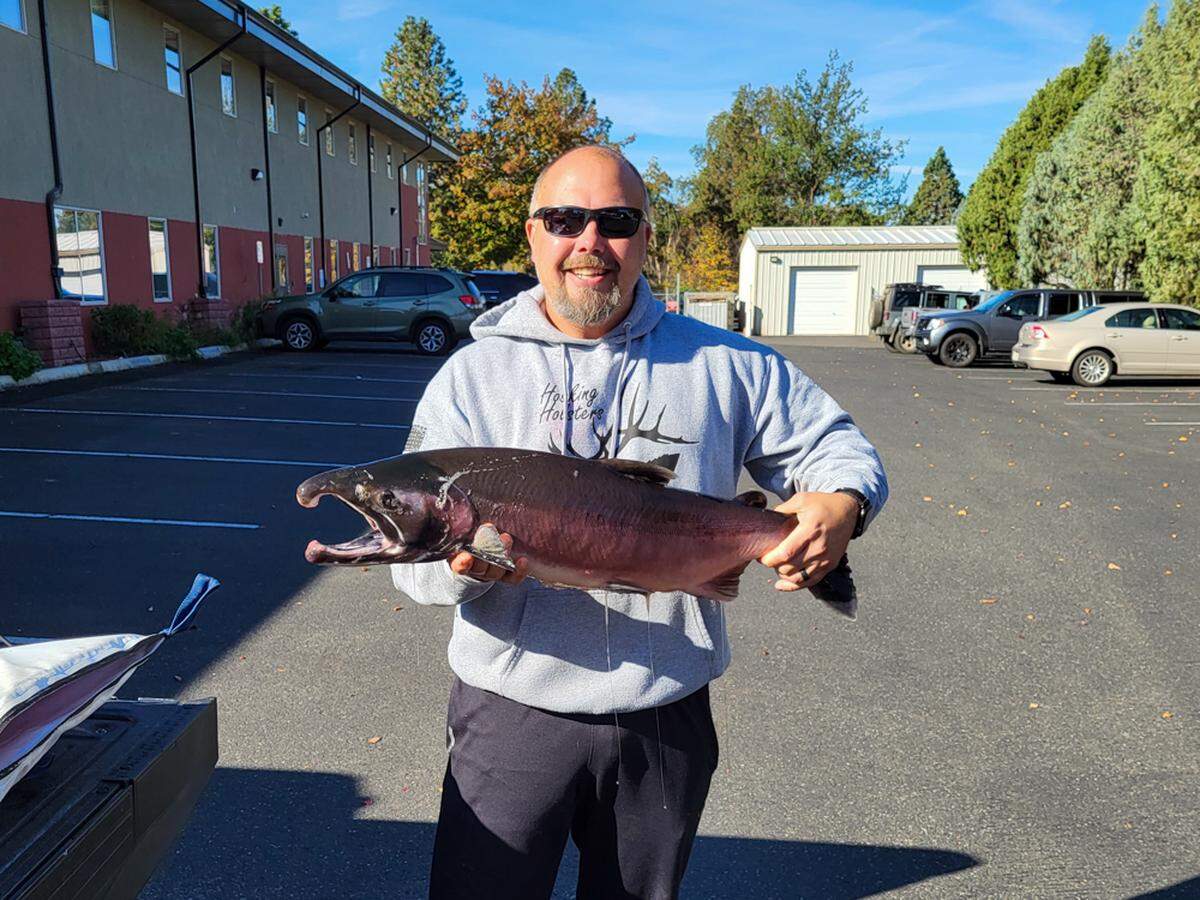 Matt Hosking reeled in a state record-breaking coho salmon Oct. 13 from the Clearwater River in Idaho. The fish measured 32.68 inches long and weighed 11.78 pounds.