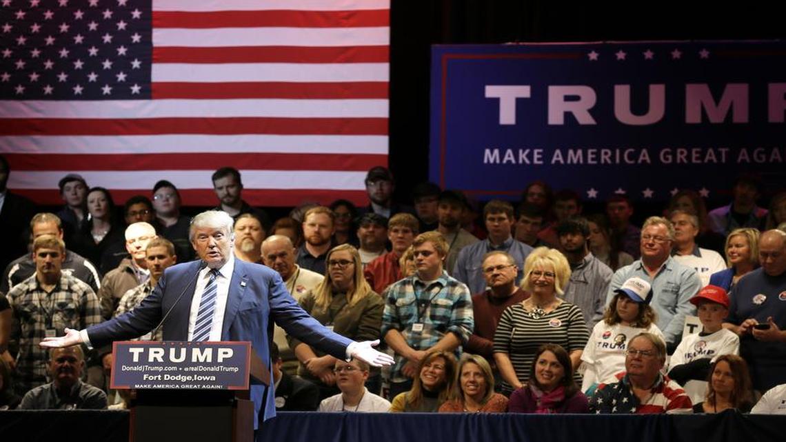 Republican presidential candidate Donald Trump speaks during a rally at Iowa Central Community College, on Nov. 12, 2015, in Fort Dodge, Iowa.