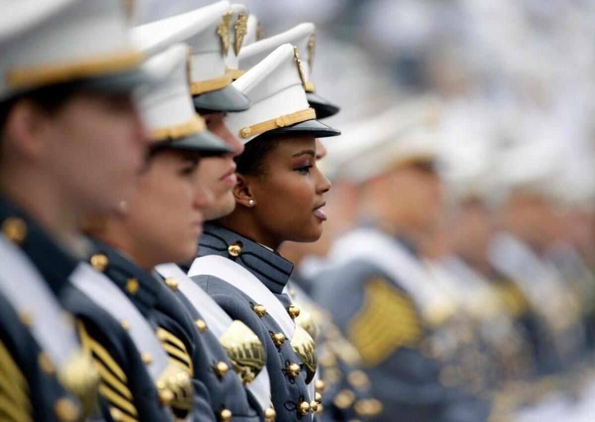 In this Saturday, May 21, 2016 file photo, cadets attend their graduation and commissioning ceremony at the U.S. Military Academy in West Point, N.Y.