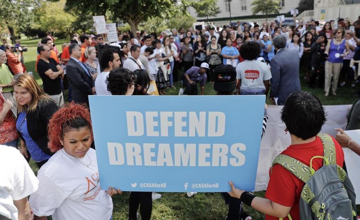 Immigrant rights supporters gather at the U.S. Capitol in Washington, Tuesday, Sept. 26, 2017. The groups and allies are demanding that Congress pass a 'Clean Dream Act' that will prevent the deportation of Dreamers working and studying in the U.S., and reform legalization of those with Temporary Protection Status who came to the U.S. fleeing natural disasters or civil wars.