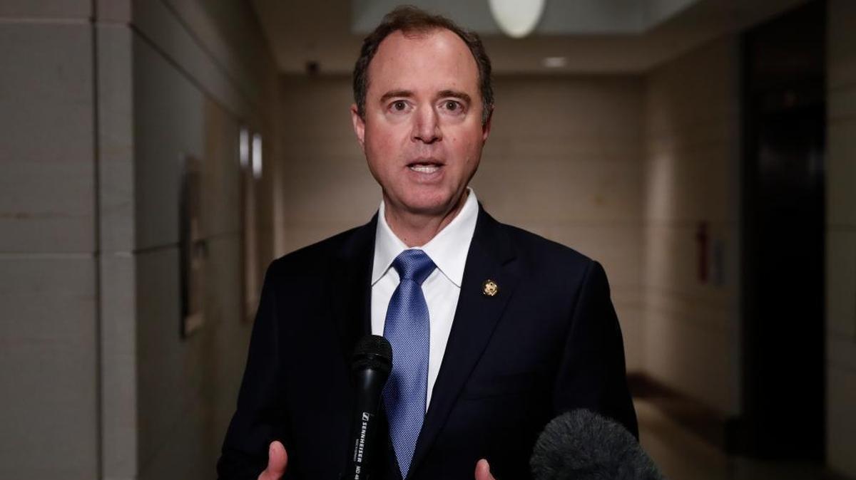Rep. Adam Schiff, D-Calif., ranking member of the House Intelligence Committee, speaks to media after the panel met to interview Donald Trump Jr. behind closed doors in early December.