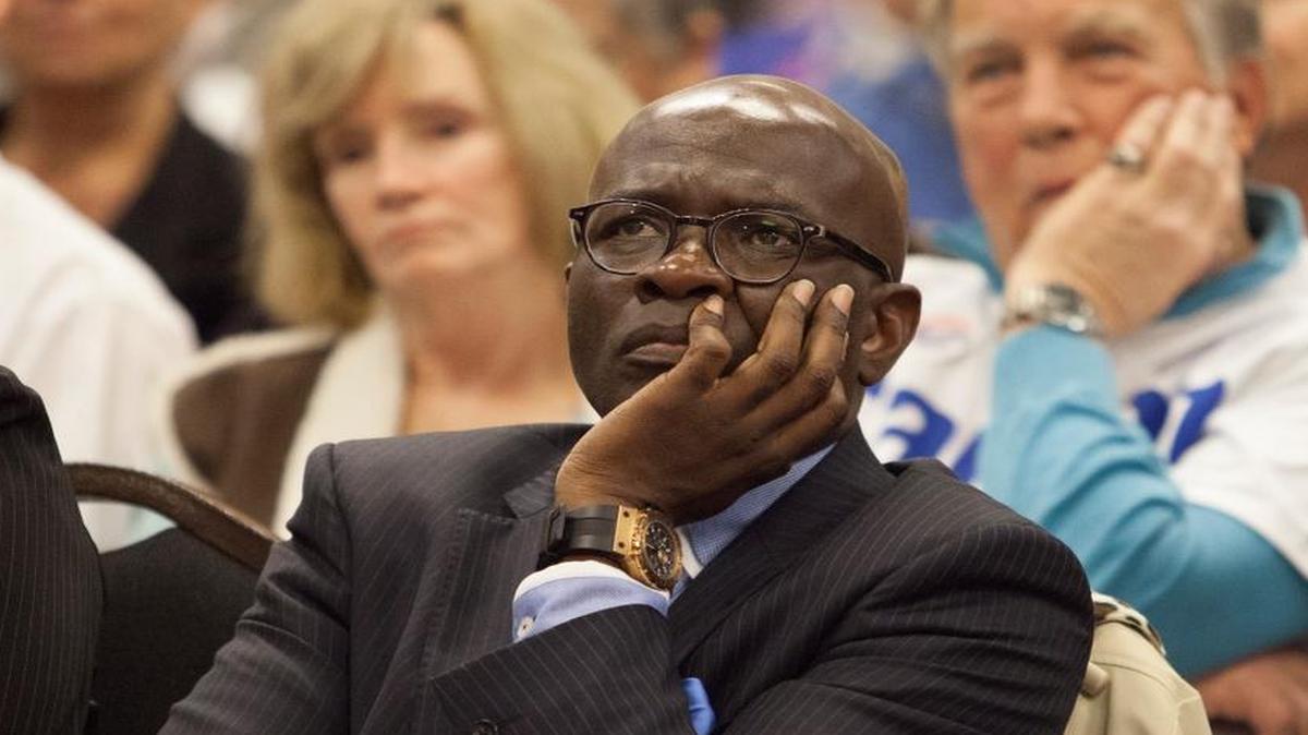 Armstrong Williams listens as Dr. Ben Carson gives his address Jan. 18, 2015, during the 2015 South Carolina Tea Party Coalition Convention, at the Springmaid Beach Resort in Myrtle Beach, S.C.