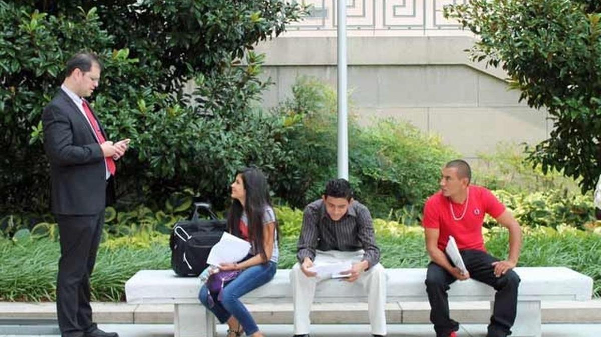 
Attorney Bryan Johnson accompanies child migrants who testified before Congress about humanitarian concerns on July 29, 2014. Washington, D.C. 
