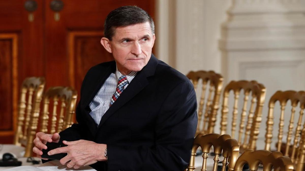 Former National Security Adviser Michael Flynn in the East Room of the White House on Feb. 10, 2017.