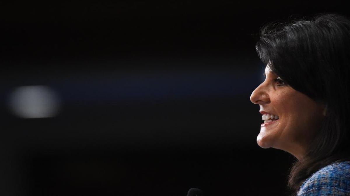 
Gov. Nikki Haley of South Carolina speaks at the National Press Club in Washington, D.C. on Sept. 2, 2015.
