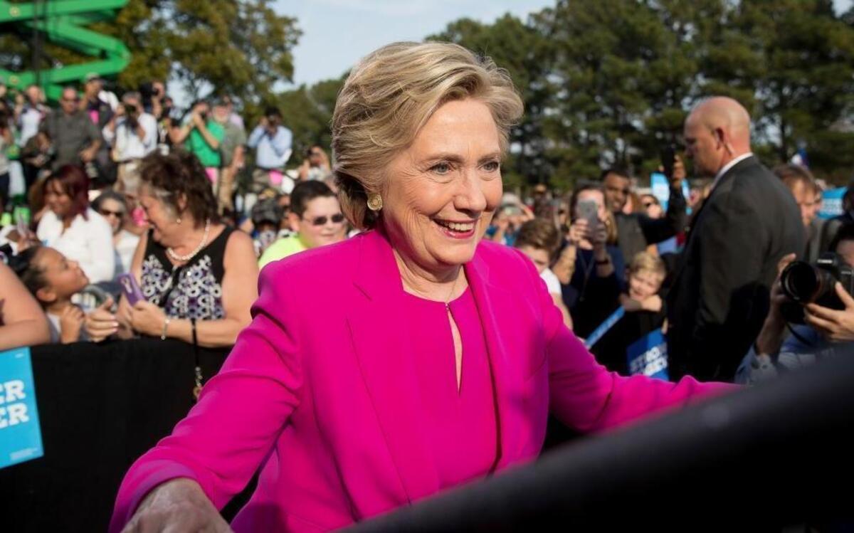 Democratic presidential candidate Hillary Clinton arrives to speak at a campaign rally at Pitt Community College in Winterville, N.C., Thursday, Nov. 3, 2016.