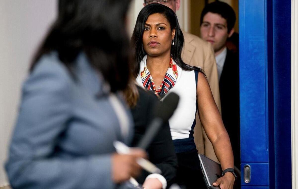Omarosa Manigault, White House Director of Communications for the Office of Public Liaison, arrives for the daily press briefing at the White House, Tuesday, May 30, 2017, in Washington.