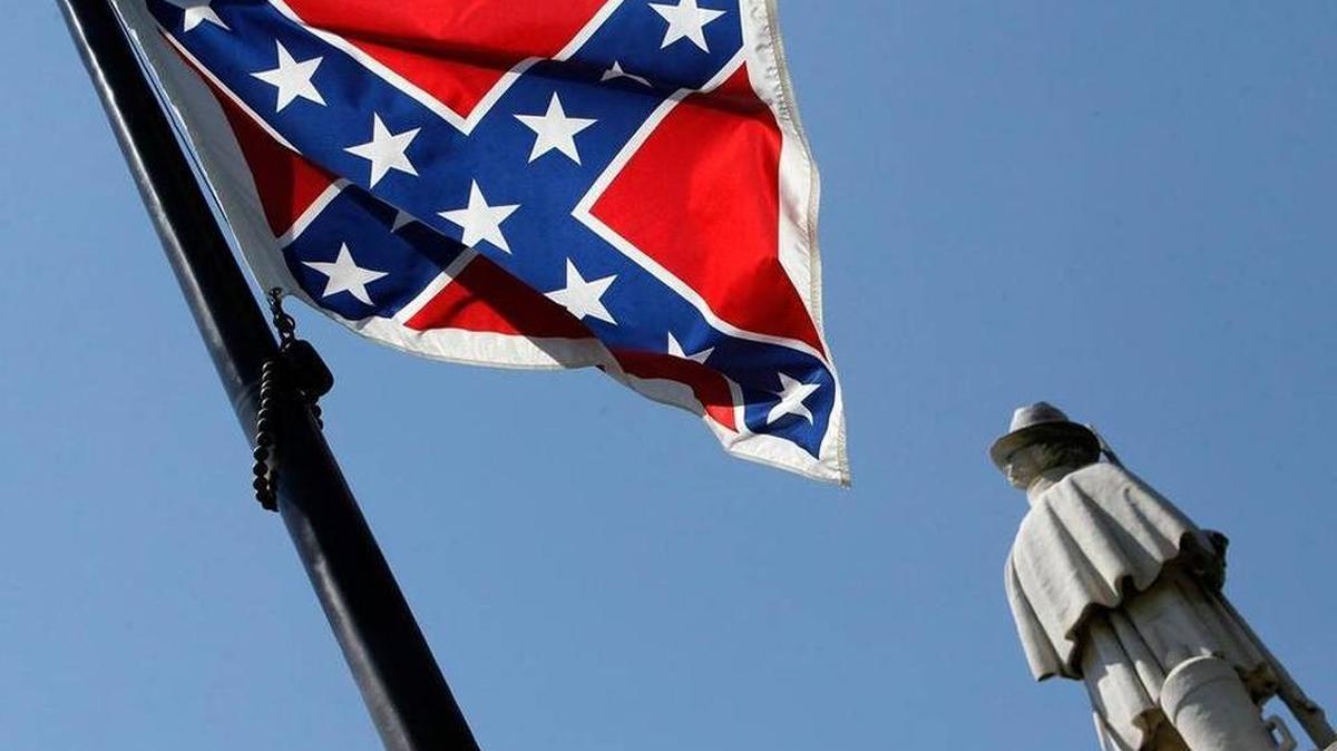 The Confederate flag flies on the State House grounds in Columbia, S.C. in this July 2015 photo.