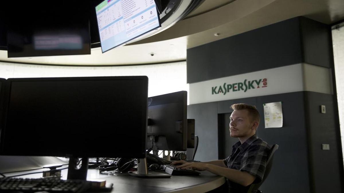 An employee of Kaspersky Lab works on computers at the company's headquarters in Moscow. Worries rippled through the consumer market for antivirus software after the U.S. government banned federal agencies from using Kaspersky Lab software on Wednesday, Sept. 13, 2017.