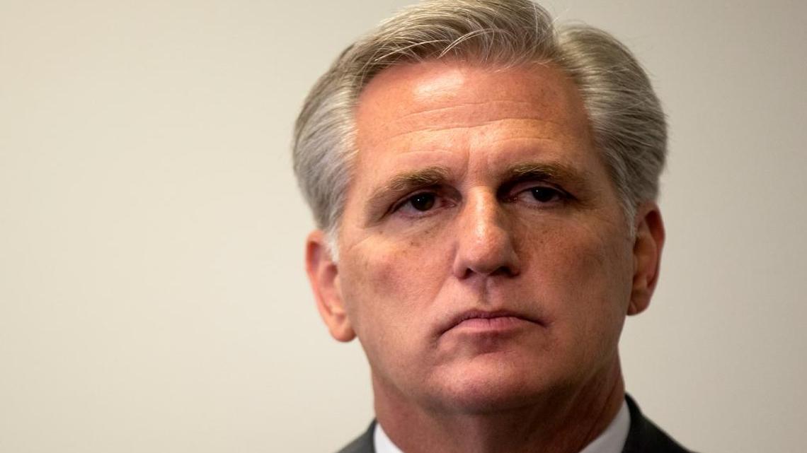 
House Majority Leader Kevin McCarthy, R-Calif., listens to other GOP leaders during a news conference on Capitol Hill, Wednesday, Oct. 7, 2015.
