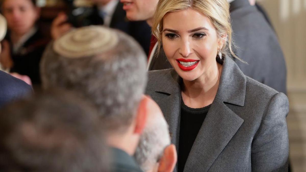 Ivanka Trump, right, the daughter of President Donald Trump, greets members of the Israeli delegation after a joint news conference between President Trump and Israeli Prime Minister Benjamin Netanyahu in the East Room of the White House in Washington, Wednesday, Feb. 15, 2017.