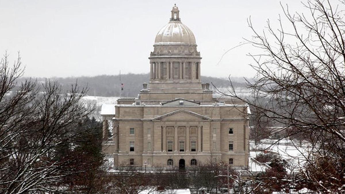 The Kentucky Capitol in winter.