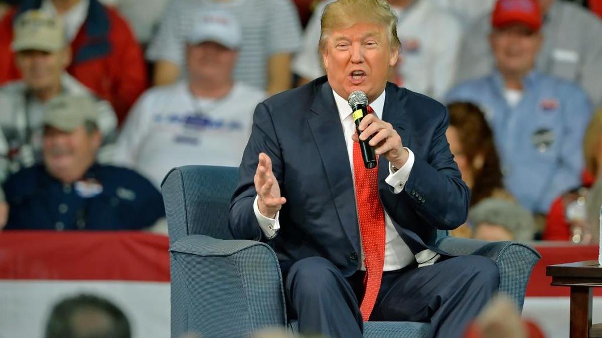 Republican presidential candidate Donald Trump speaks at a town hall meeting in the Convocation Center on the University of South Carolina Aiken campus Saturday, Dec. 12, 2015, in Aiken, S.C.