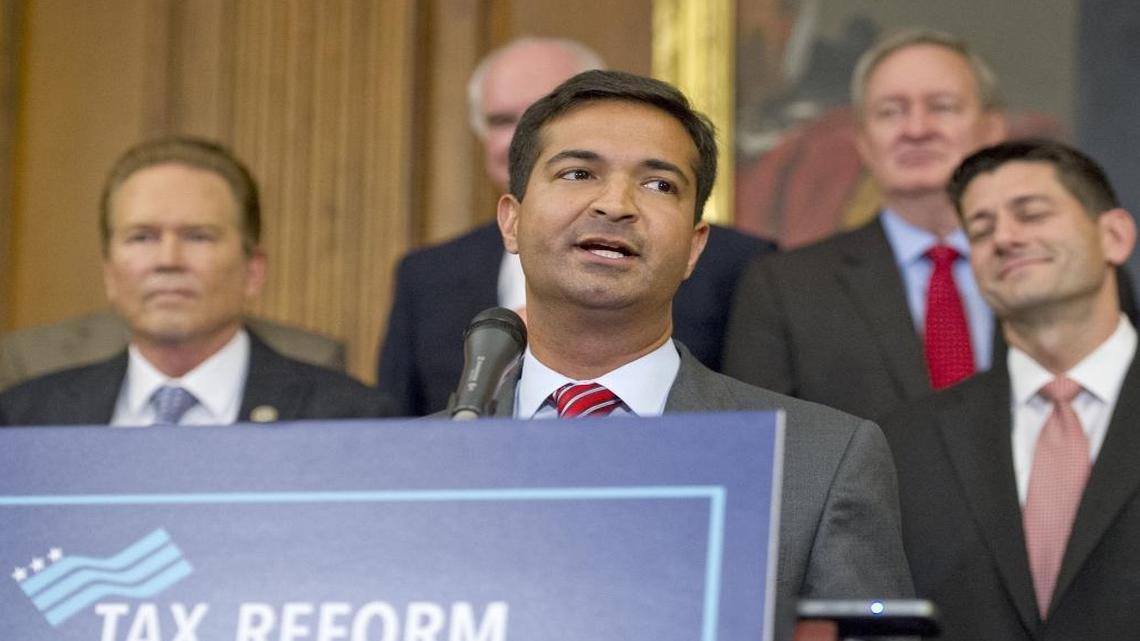 Representative Carlos Curbelo makes remarks as US Senate and House Republicans announce their new tax plan endorsed by Donald Trump House and Senate Republicans Tax Plan press conference, Washington DC, USA - 27 Sep 2017