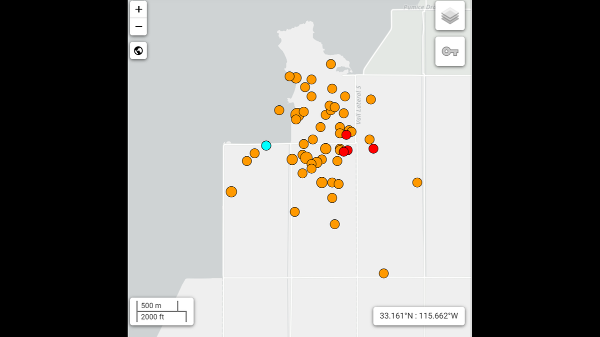 Dozens of quakes hit July 11 off the Salton Sea in California.