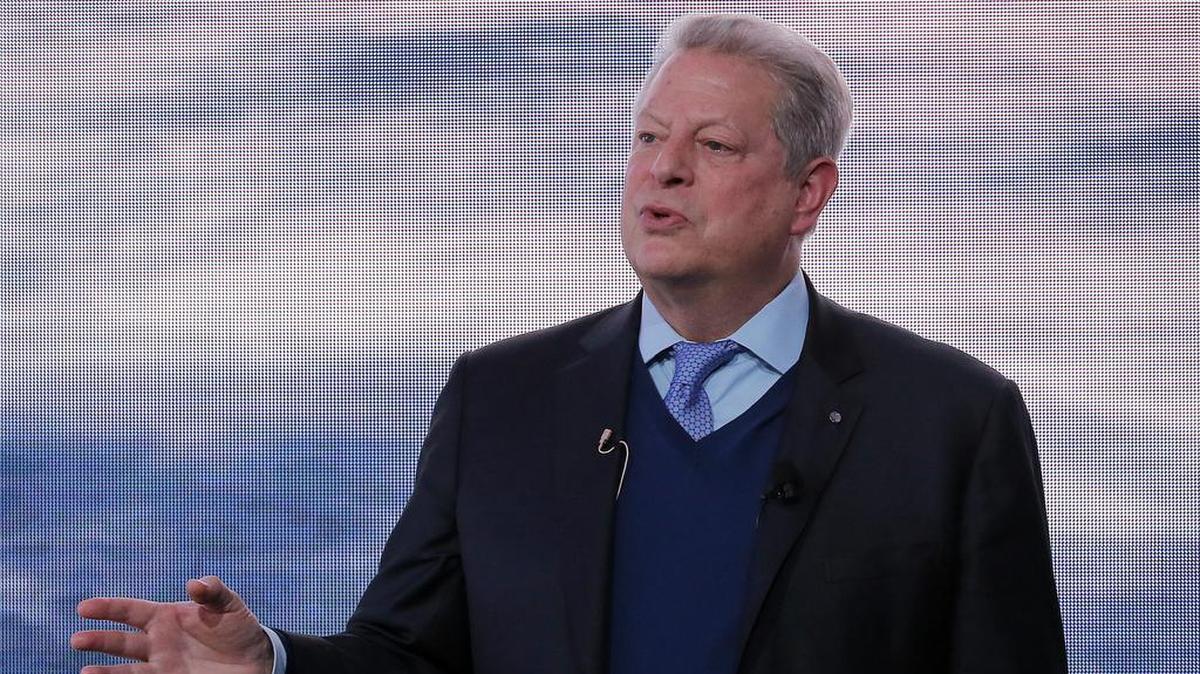 Former U.S. Vice President Al Gore speaks at the World Economic Forum in Davos, Switzerland, Tuesday, Jan. 17, 2017.