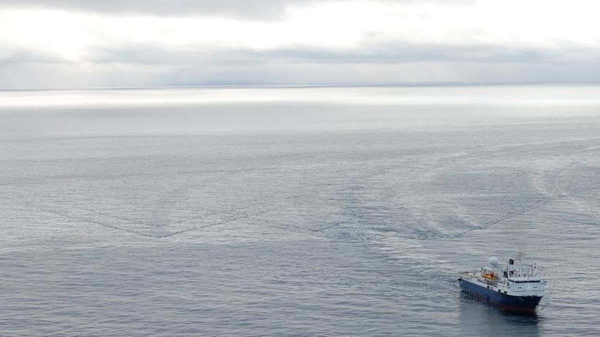 Shell's seismic vessel MV Gilavar conducts air gun seismic tests in the Chukchi Sea in September 2009. The company plans to drill exploratory wells in the Chukchi and Beaufort seas this summer on the basis of seismic work done in 2007-2009. Scientists have been studying the impact of the intense underwater sounds on marine mammals and other animals.