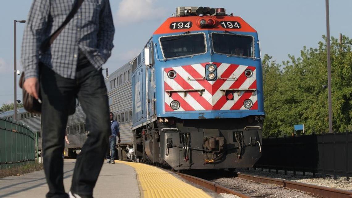 A Metra commuter train arrives in Aurora, Ill., from downtown Chicago on Aug. 19, 2014. The trains operate on a BNSF line, and service may stop on Dec. 31 if Congress doesn’t extend the deadline for the railroad to install a new safety system.