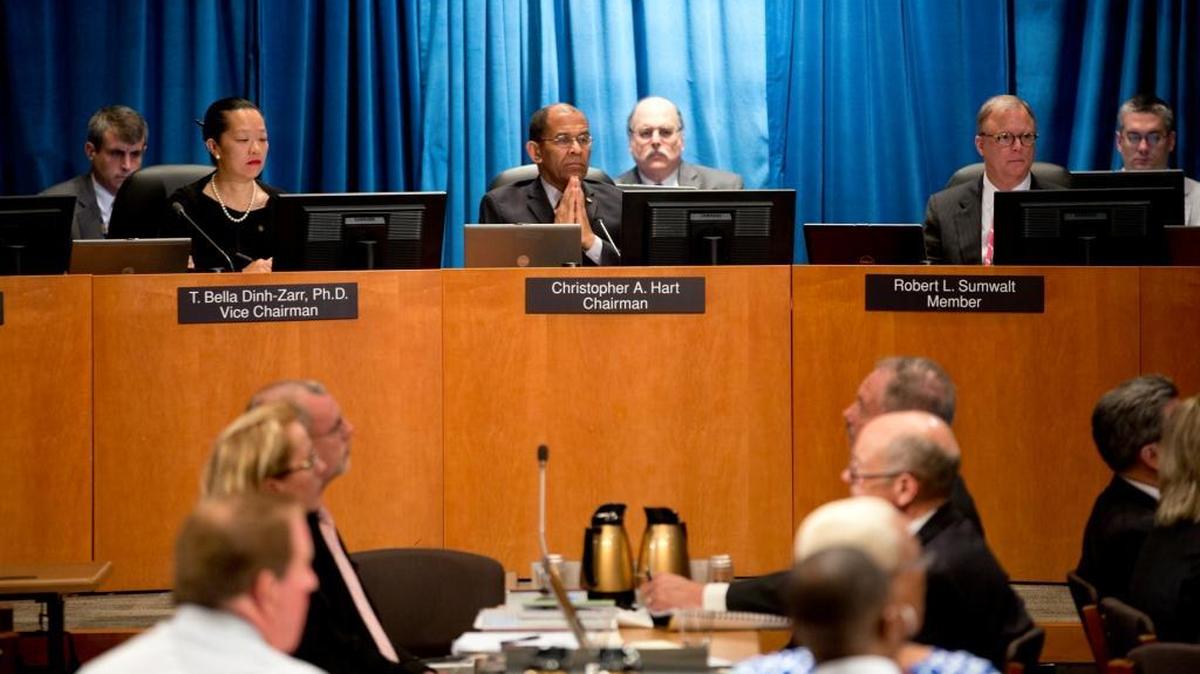 
The National Transportation Safety Board holds a hearing on June 23, 2015, on a tunnel fire in Washington’s Metro subway system. NTSB has recommended more federal safety oversight of Metro.

