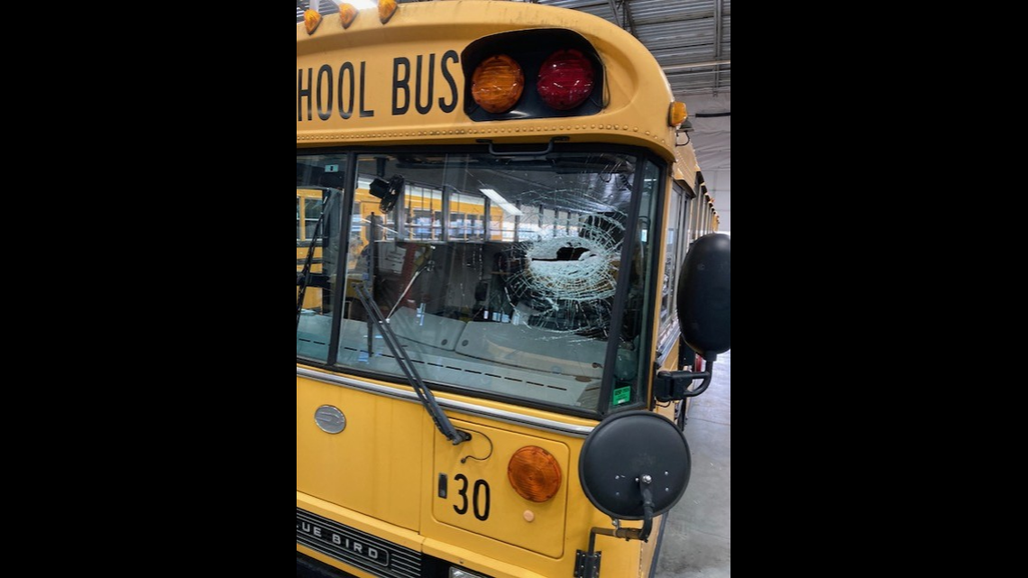 A metal object pierced through the driver’s side.